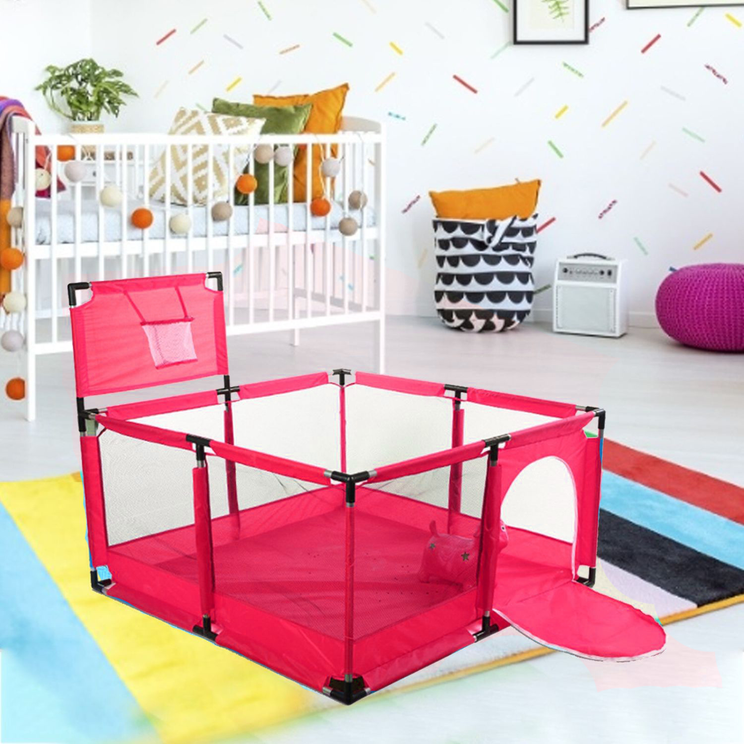 CORRAL IMPORTCLICK INF.74 BEBÉS PISCINA JUEGO INTERACTIVO ROJO - 6