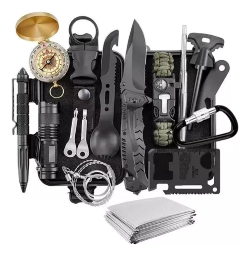 KIT IMPORTCLICK SUPERVIVENCIA EMERGENCIA MULTIHERRAMIENTA 18 PIEZAS ACERO - 1