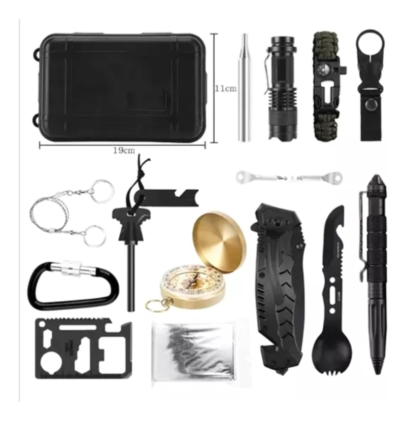 KIT IMPORTCLICK SUPERVIVENCIA EMERGENCIA MULTIHERRAMIENTA 18 PIEZAS ACERO - 2