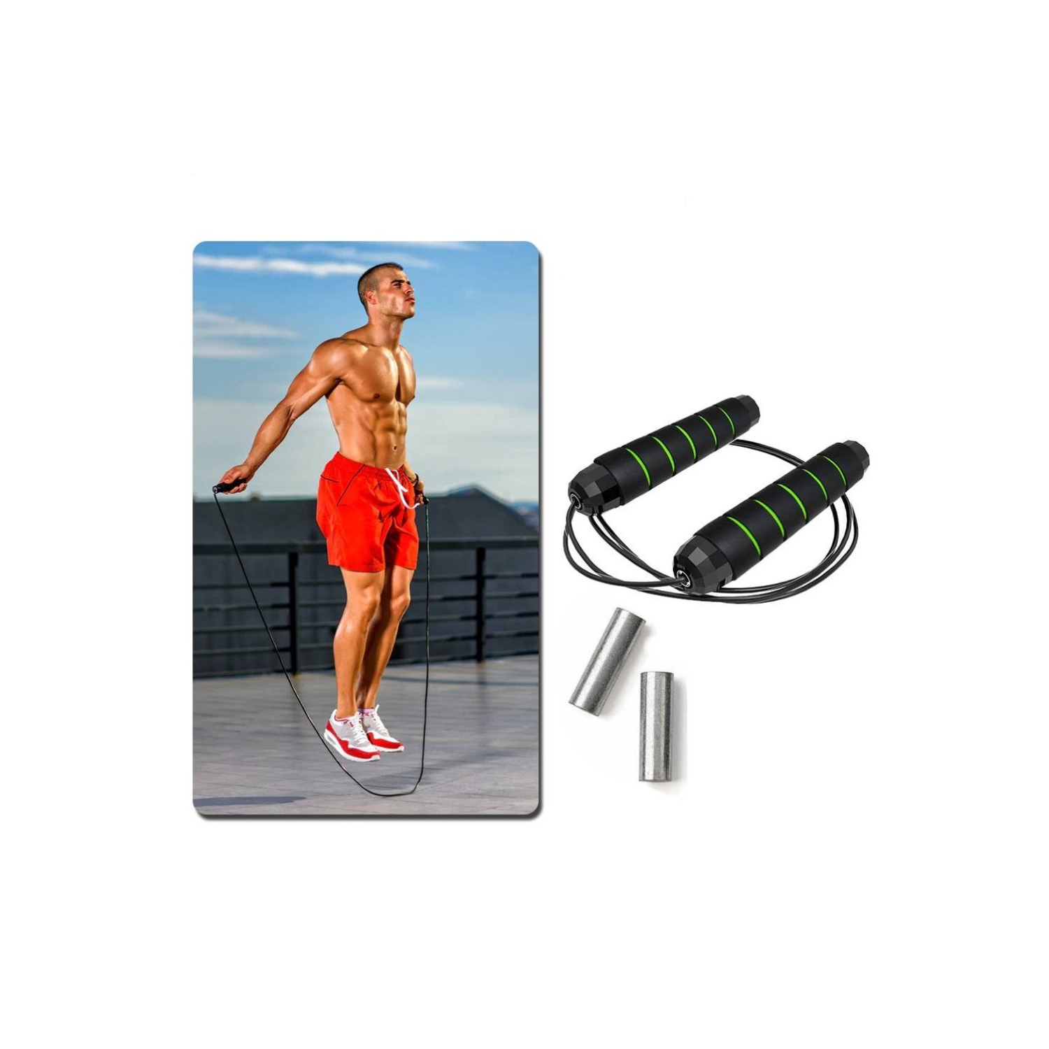CUERDA SALTAR IMPORTCLICK CARDIO CROSSFIT DEPORTE VERDE - 5