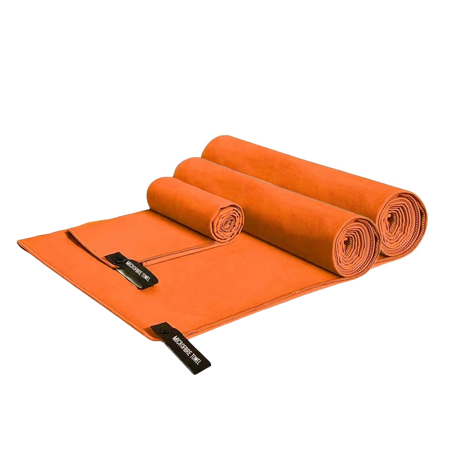 SET 3 TOALLAS BAÑO IMPORTCLICK HOG.531 VIAJE MICROFIBRA SECADO RÁPIDO NARANJA - 3