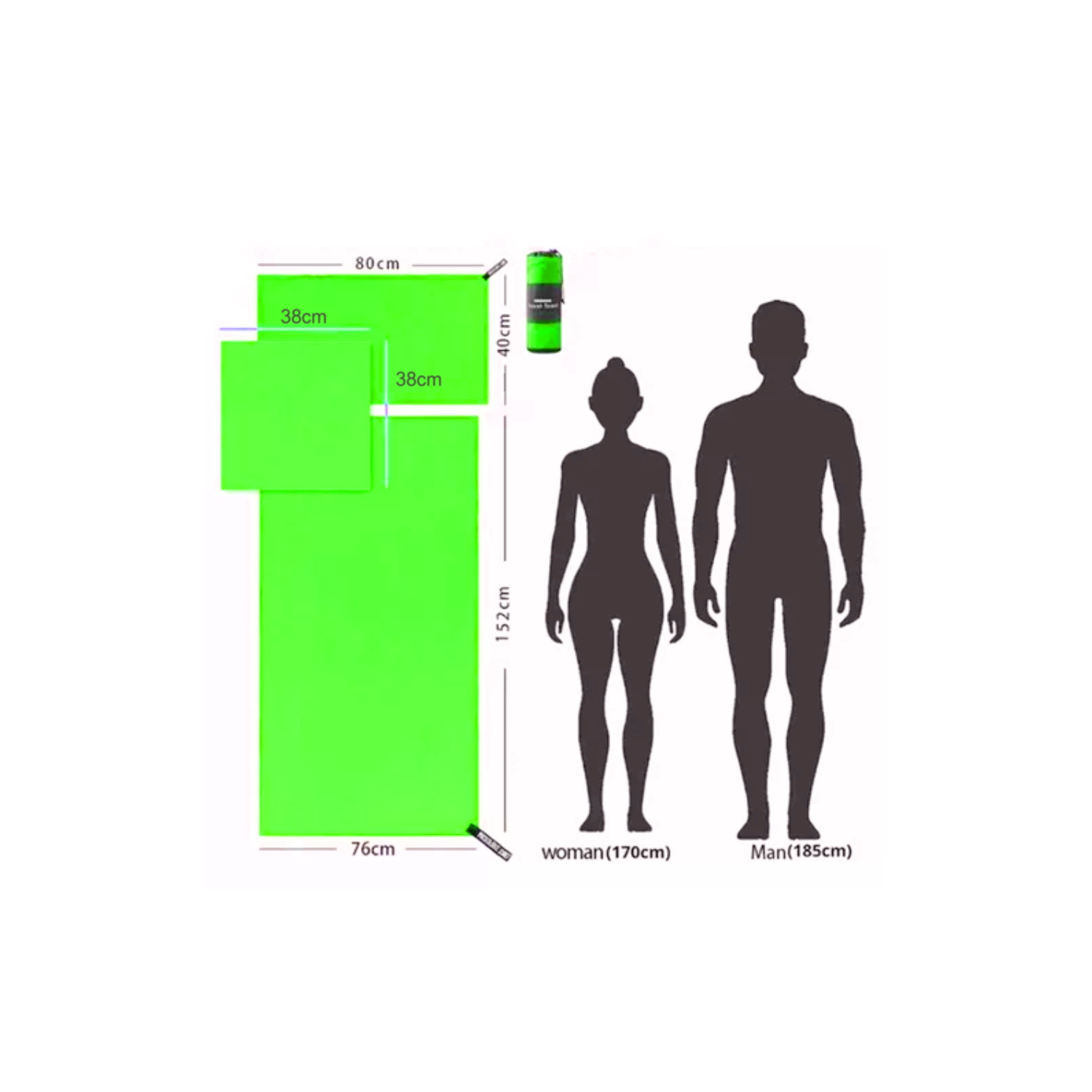 SET 3 TOALLAS BAÑO IMPORTCLICK HOG.535 VIAJE MICROFIBRA SECADO RÁPIDO VERDE FLÚOR - 6