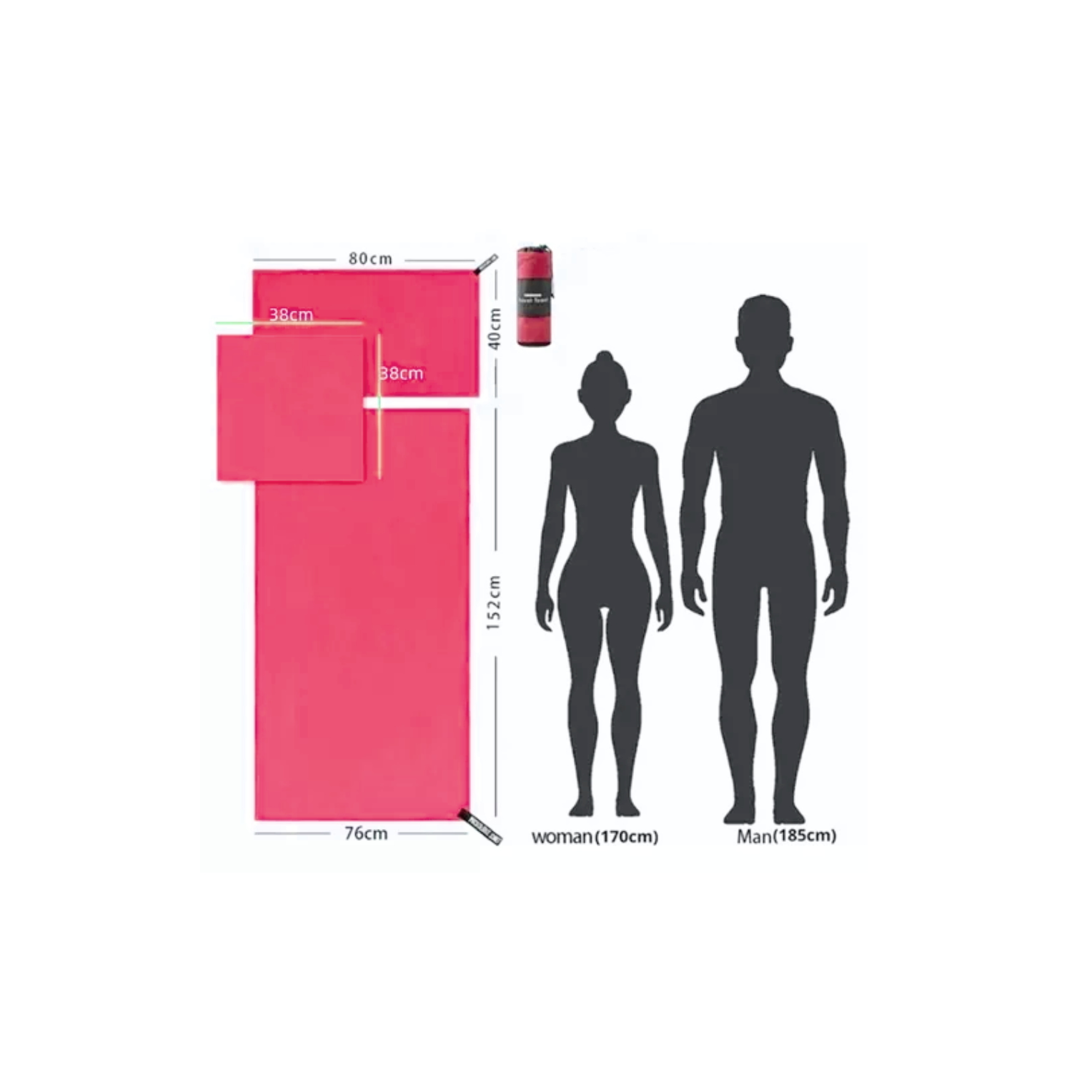 SET 3 TOALLAS BAÑO IMPORTCLICK HOG.532 VIAJE MICROFIBRA SECADO RÁPIDO ROSADO - 5