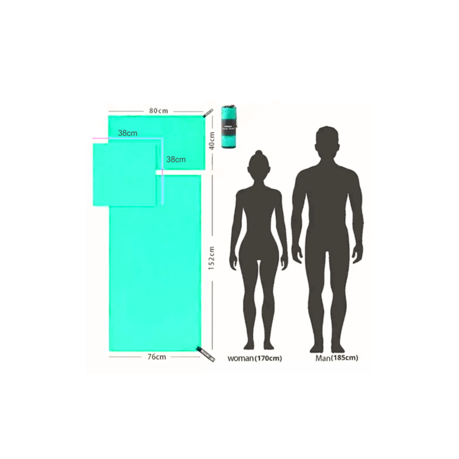 SET 3 TOALLAS BAÑO IMPORTCLICK HOG.530 VIAJE MICROFIBRA SECADO RÁPIDO MENTA - 6
