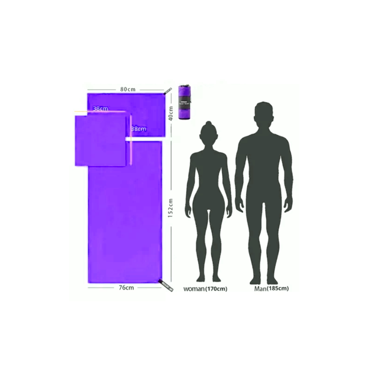 SET 3 TOALLAS BAÑO IMPORTCLICK HOG.533 VIAJE MICROFIBRA SECADO RÁPIDO VIOLETA - 5