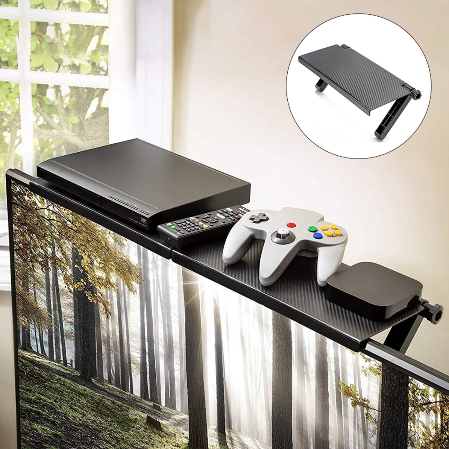REPISA ESTANTE PARED SOPORTE SOBRE PANTALLA TV AJUSTABLE PLEGABLE - 8