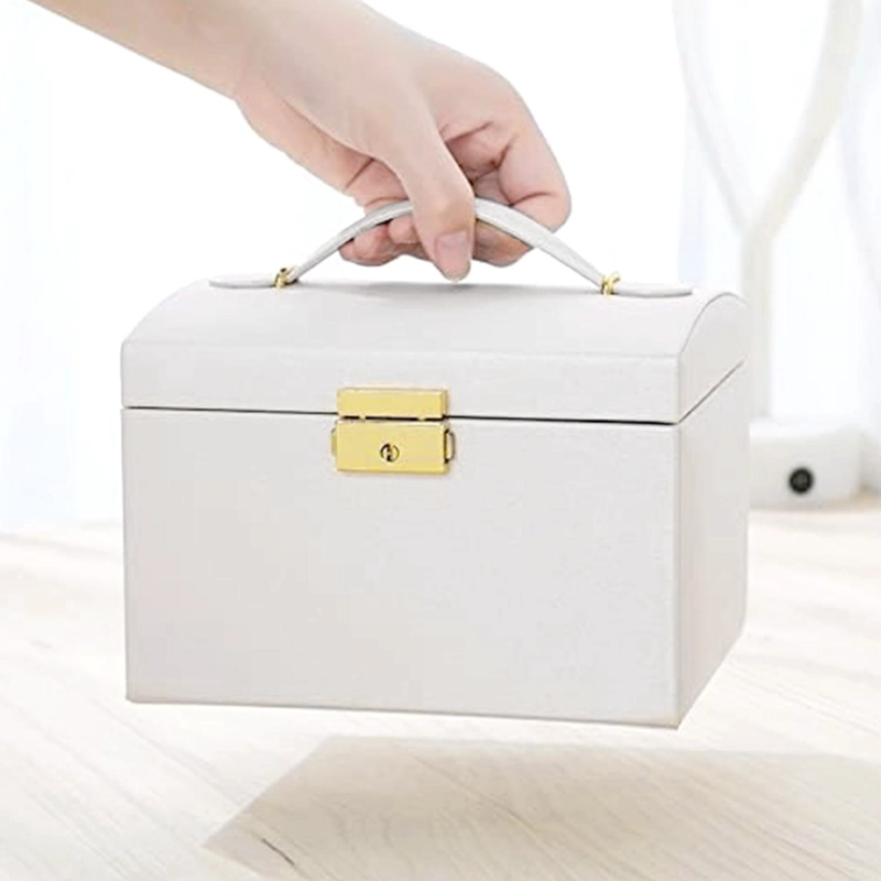 JOYERO IMPORTCLICK HOG.543 3 NIVELES DOBLE CAJÓN ECO CUERO BLANCO - 5