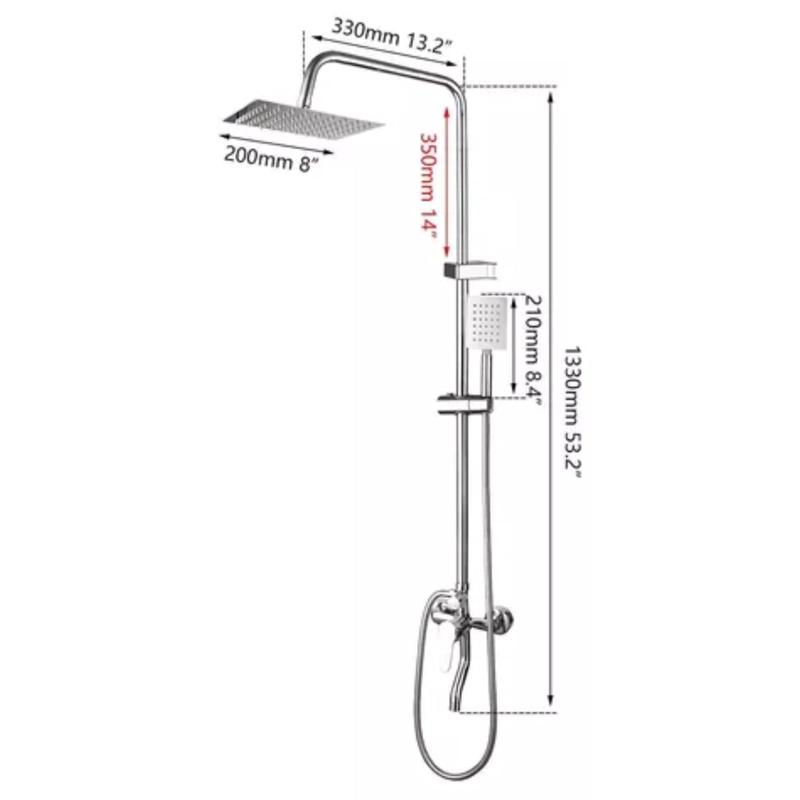 COLUMNA DUCHA IMPORTCLICK HOG.521 PLATO LLAVE MONOMANDO 2 EN 1 MODERNO CUADRADO - 2