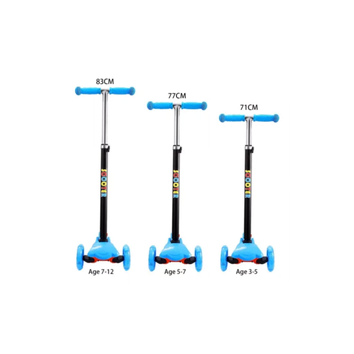 SCOOTER IMPORTCLICK MONOPATÍN 3 RUEDAS LED INFANTIL REGULABLE CELESTE - 3