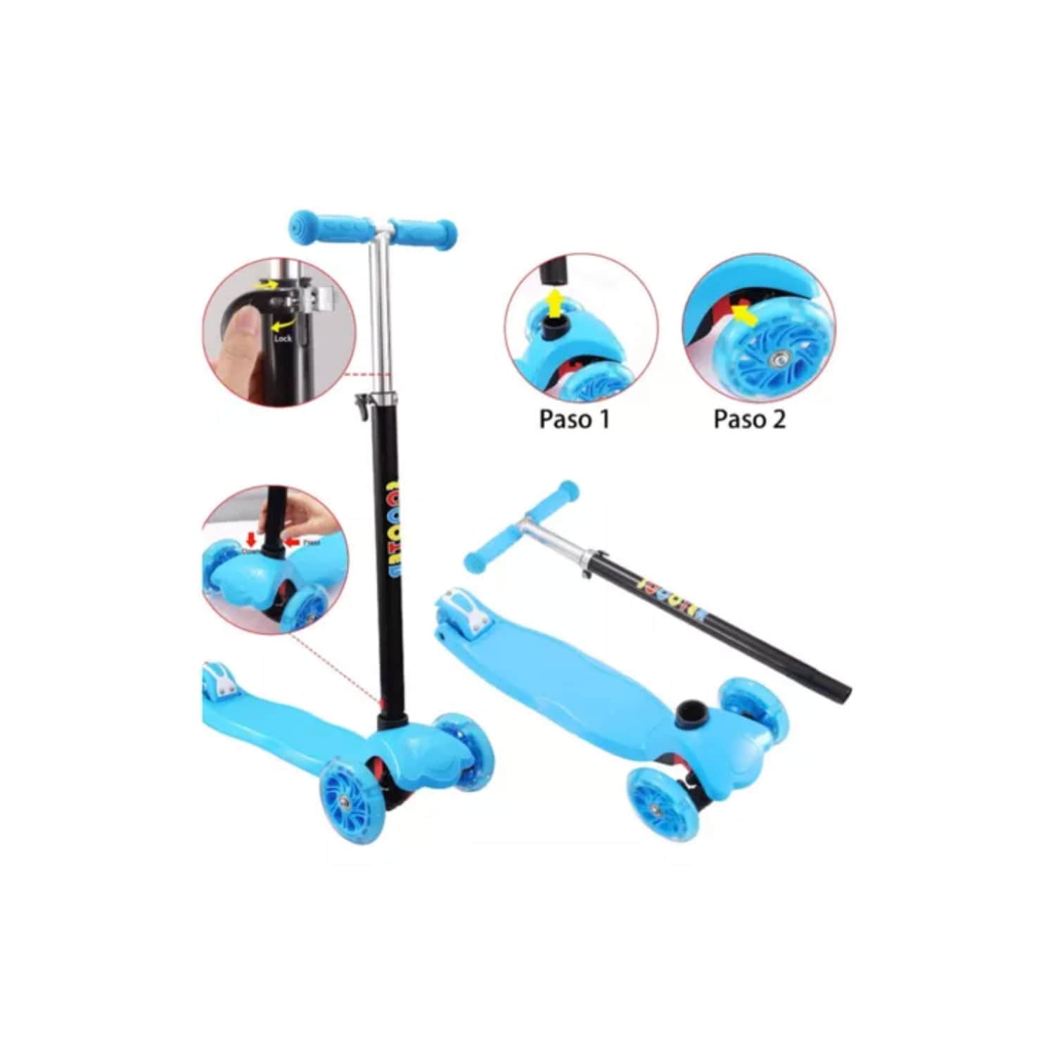 SCOOTER IMPORTCLICK MONOPATÍN 3 RUEDAS LED INFANTIL REGULABLE CELESTE - 5