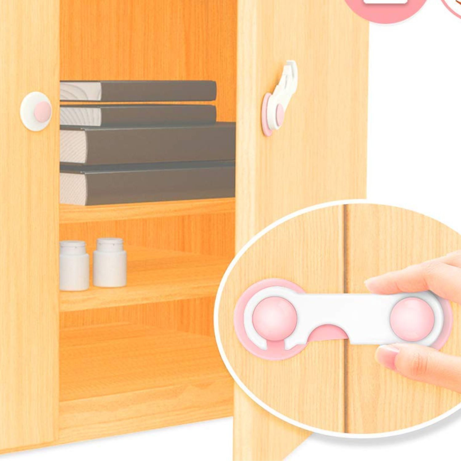 SET IMPORTCLICK INF.92 X4 SEGUROS TRABA PUERTAS MUEBLES CAJONES ROSADO - 6