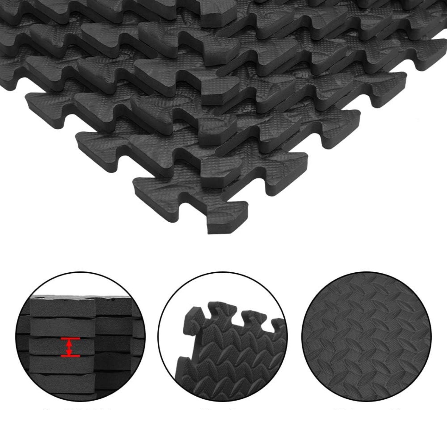 SET 8 PISOS TATAMI IMPORTCLICK 50 CM DEPORTIVO GOMA EVA NEGRO - 4