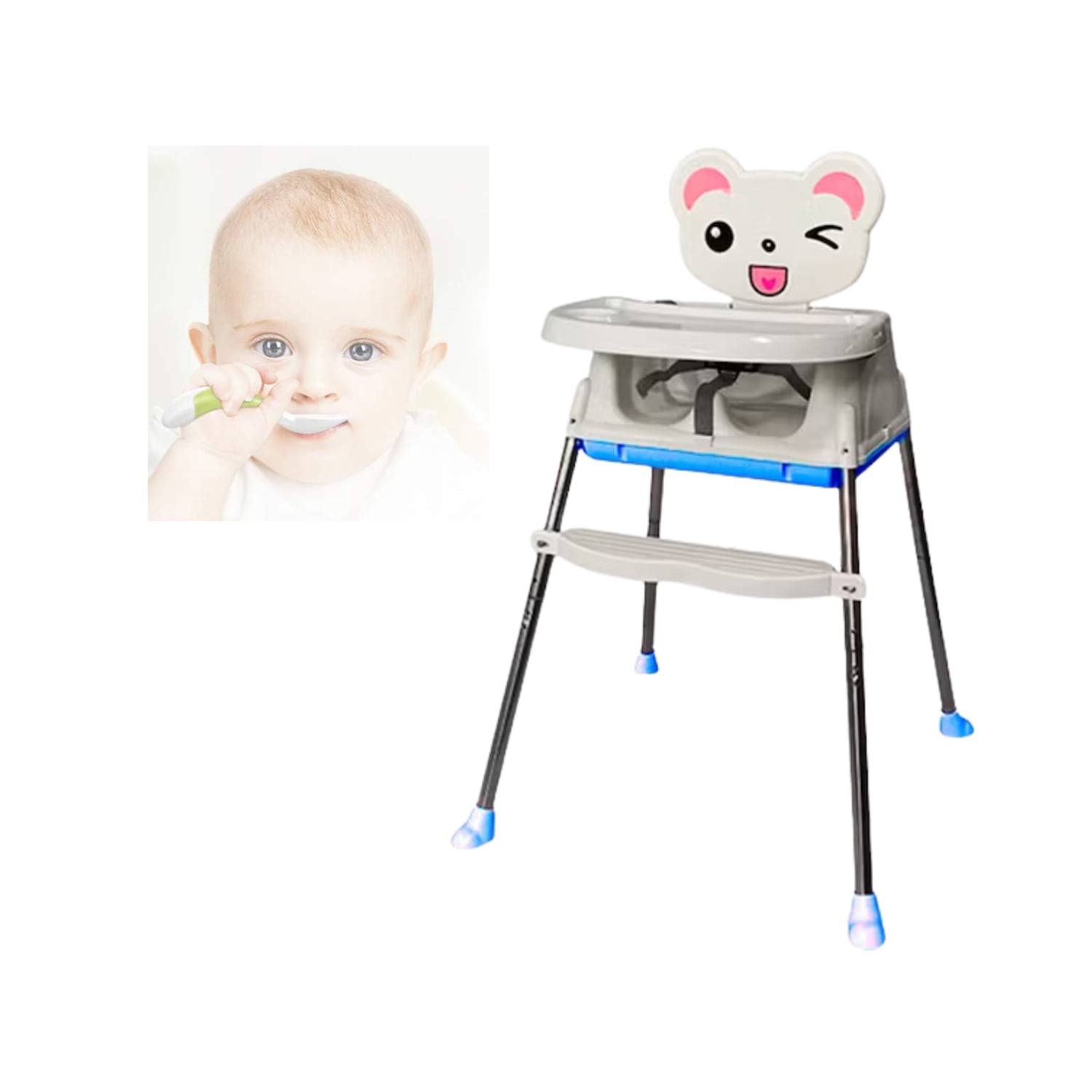 SILLA IMPORTCLICK INF.94 COMER BEBÉ INFANTIL 3 EN 1 AJUSTABLE CELESTE - 3