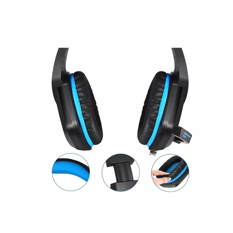 AUDÍFONOS GAMER IMPORTCLICK HEADSET TEC.316 ESTÉREO AZUL CONECTOR JACK 3.5MM - 3