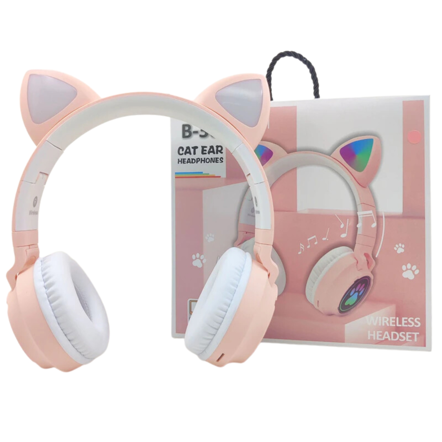 AUDÍFONOS INALÁMBRICO OREJAS GATO LED WIRELESS BLUETOOTH ROSADO - 2