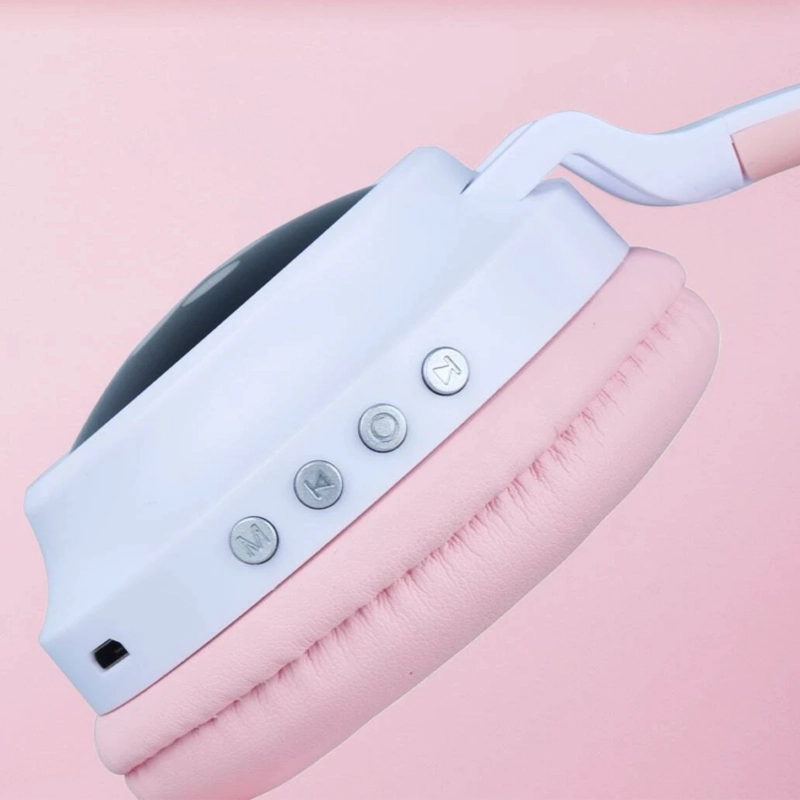 AUDÍFONOS INALÁMBRICO OREJAS GATO LED WIRELESS BLUETOOTH ROSADO - 4