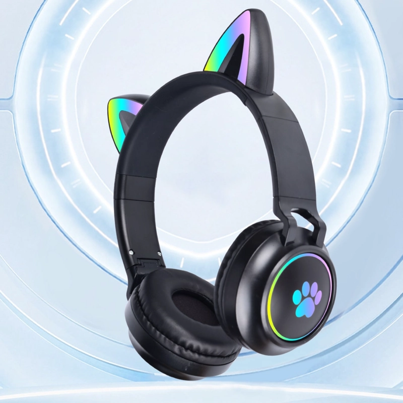AUDÍFONOS INALÁMBRICO OREJAS GATO LED WIRELESS BLUETOOTH NEGRO - 3