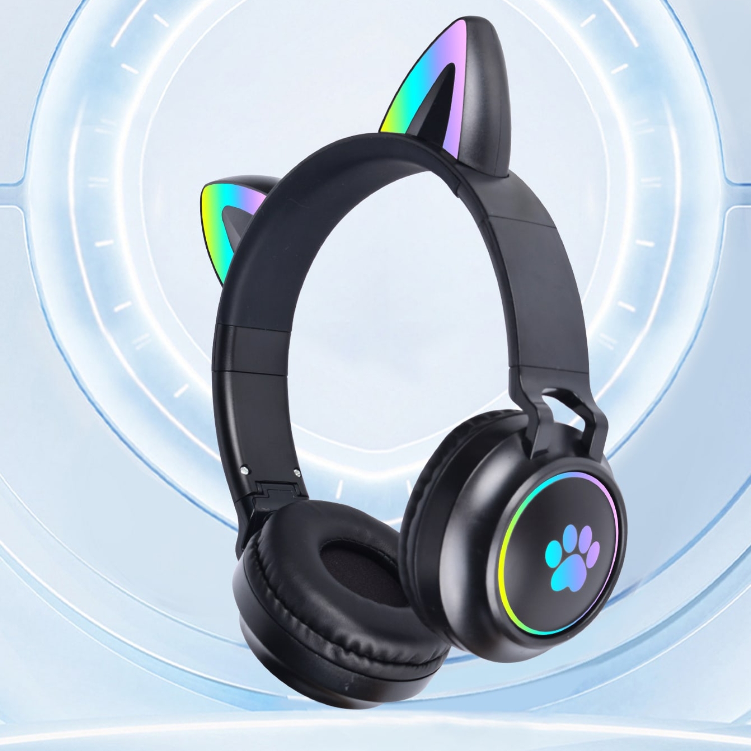 AUDÍFONOS INALÁMBRICO OREJAS GATO LED WIRELESS BLUETOOTH NEGRO - 3