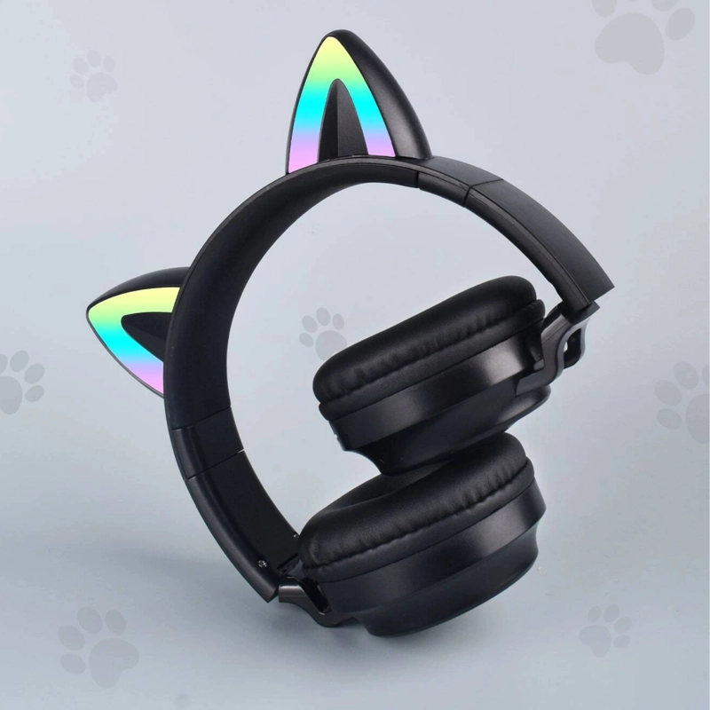 AUDÍFONOS INALÁMBRICO OREJAS GATO LED WIRELESS BLUETOOTH NEGRO - 4