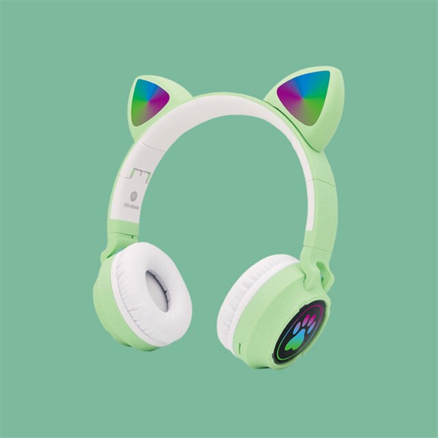 AUDÍFONOS INALÁMBRICO OREJAS GATO LED WIRELESS BLUETOOTH VERDE - 2