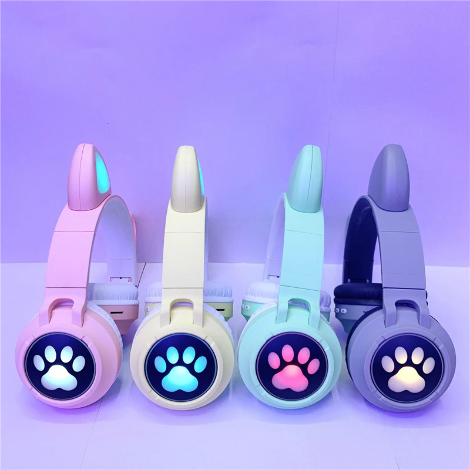 AUDÍFONOS INALÁMBRICO OREJAS GATO LED WIRELESS BLUETOOTH VERDE - 3