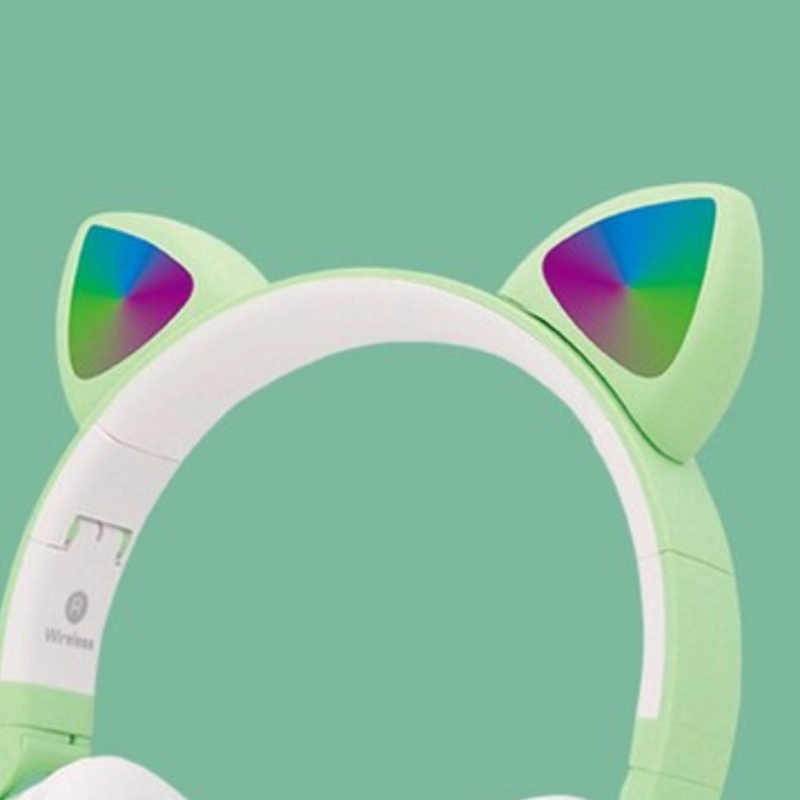 AUDÍFONOS INALÁMBRICO OREJAS GATO LED WIRELESS BLUETOOTH VERDE - 4