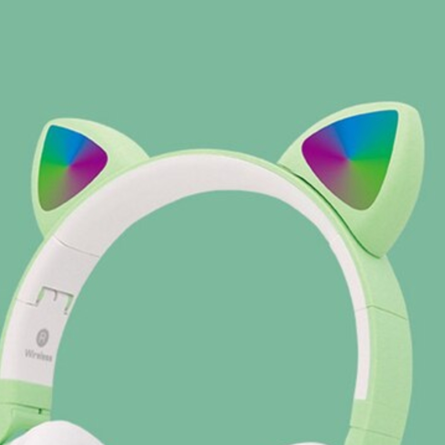AUDÍFONOS INALÁMBRICO OREJAS GATO LED WIRELESS BLUETOOTH VERDE - 4