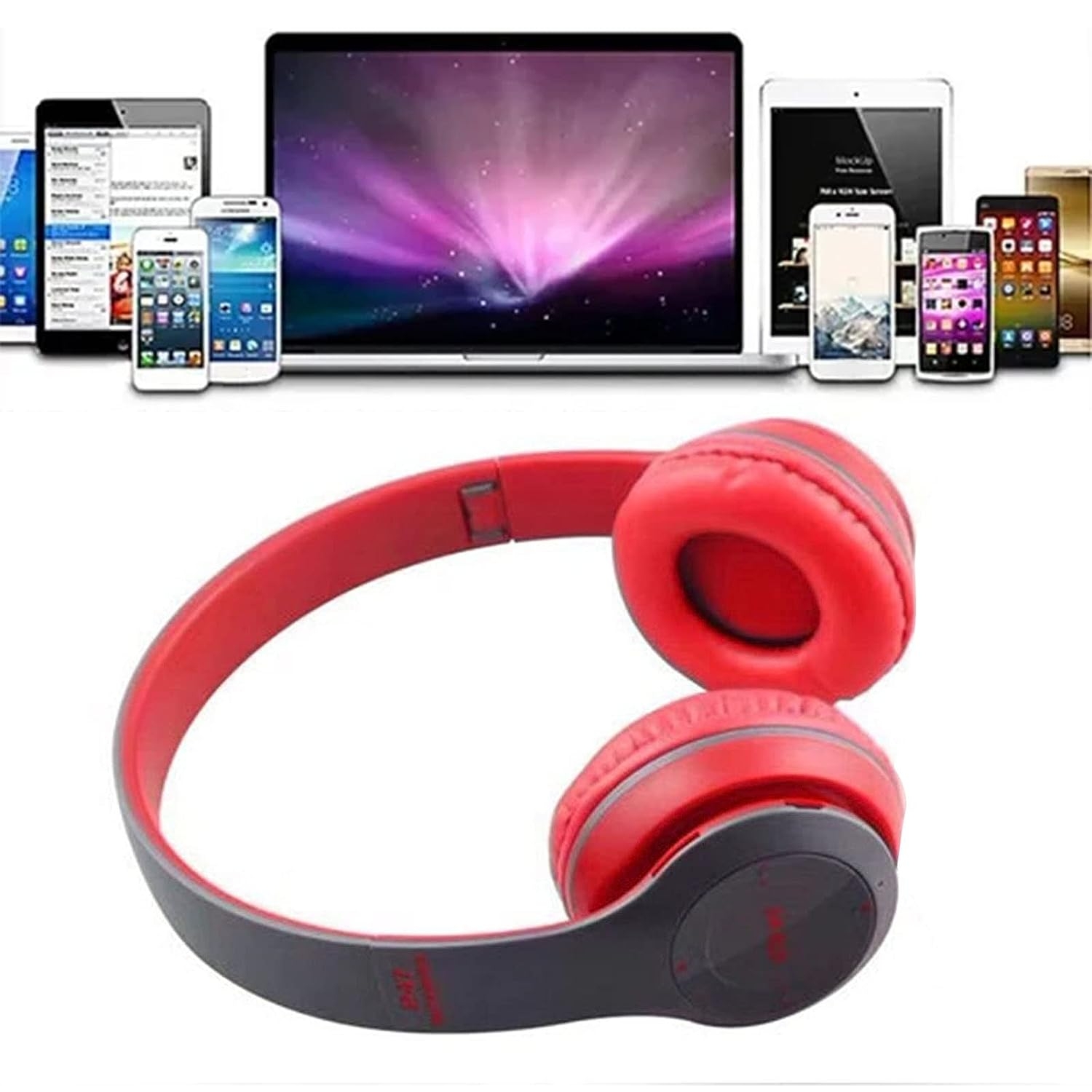 AUDÍFONOS IMPORTCLICK TEC.338 RECARGABLE FM TF BLUETOOTH ROJO MICRÓFONO - 4