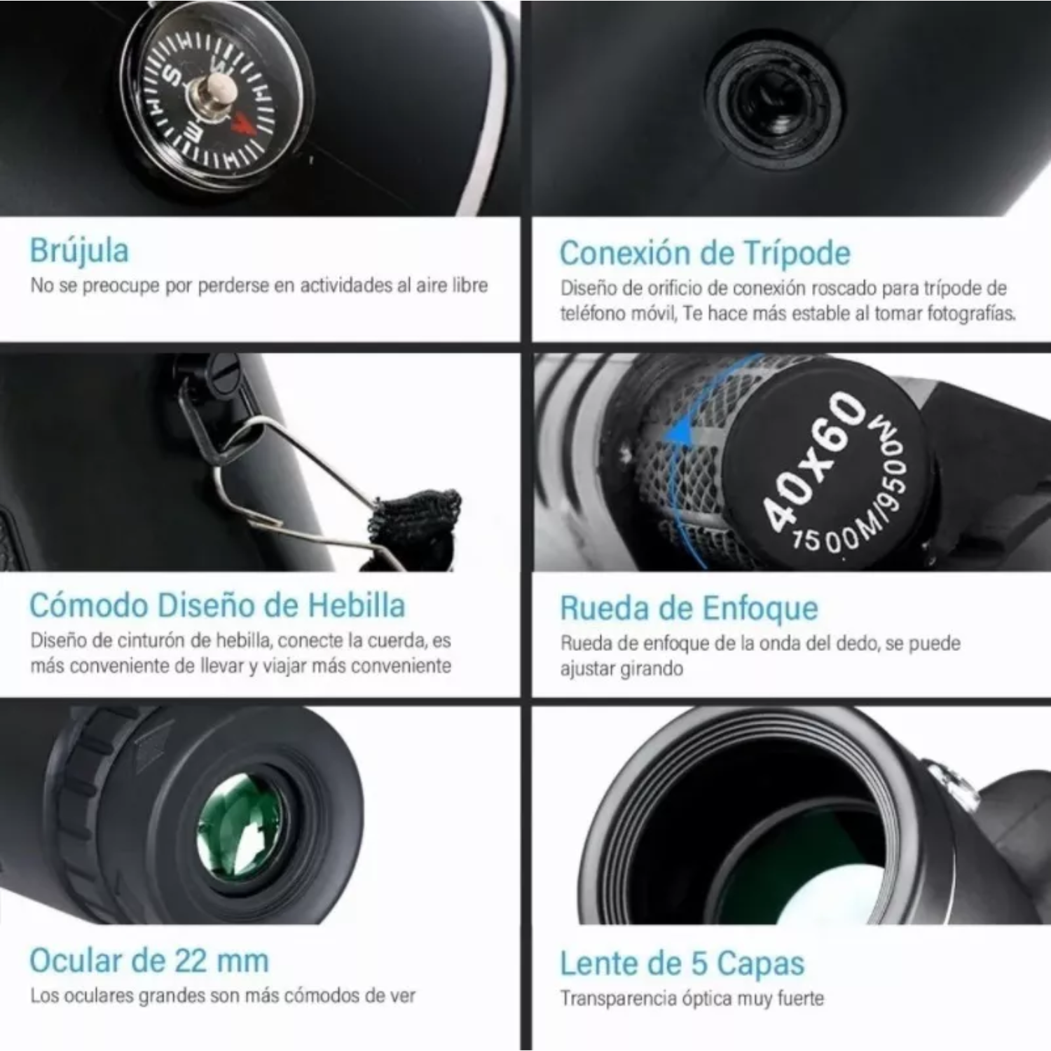 TELESCOPIO IMPORTCLICK MONOCULAR PORTÁTIL EXTERIORES HD BRÚJULA - 5