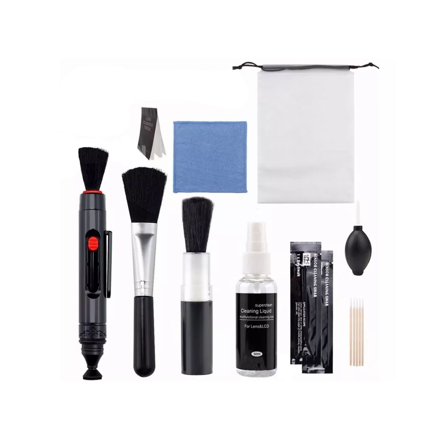 KIT LIMPIEZA CÁMARA IMPORTCLICK UNIVERSAL FOTOGRÁFICA SENSOR LENTES 10 PIEZAS - 1