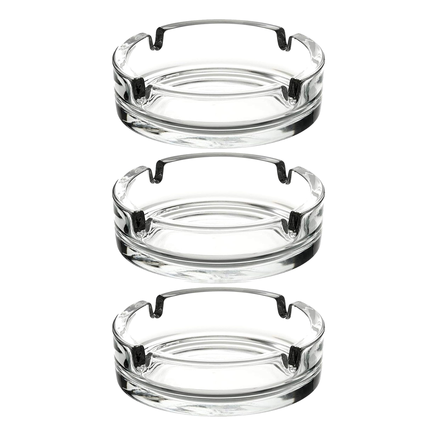 SET 3 CENICEROS VIDRIO REDONDO 10X3 CM - 1
