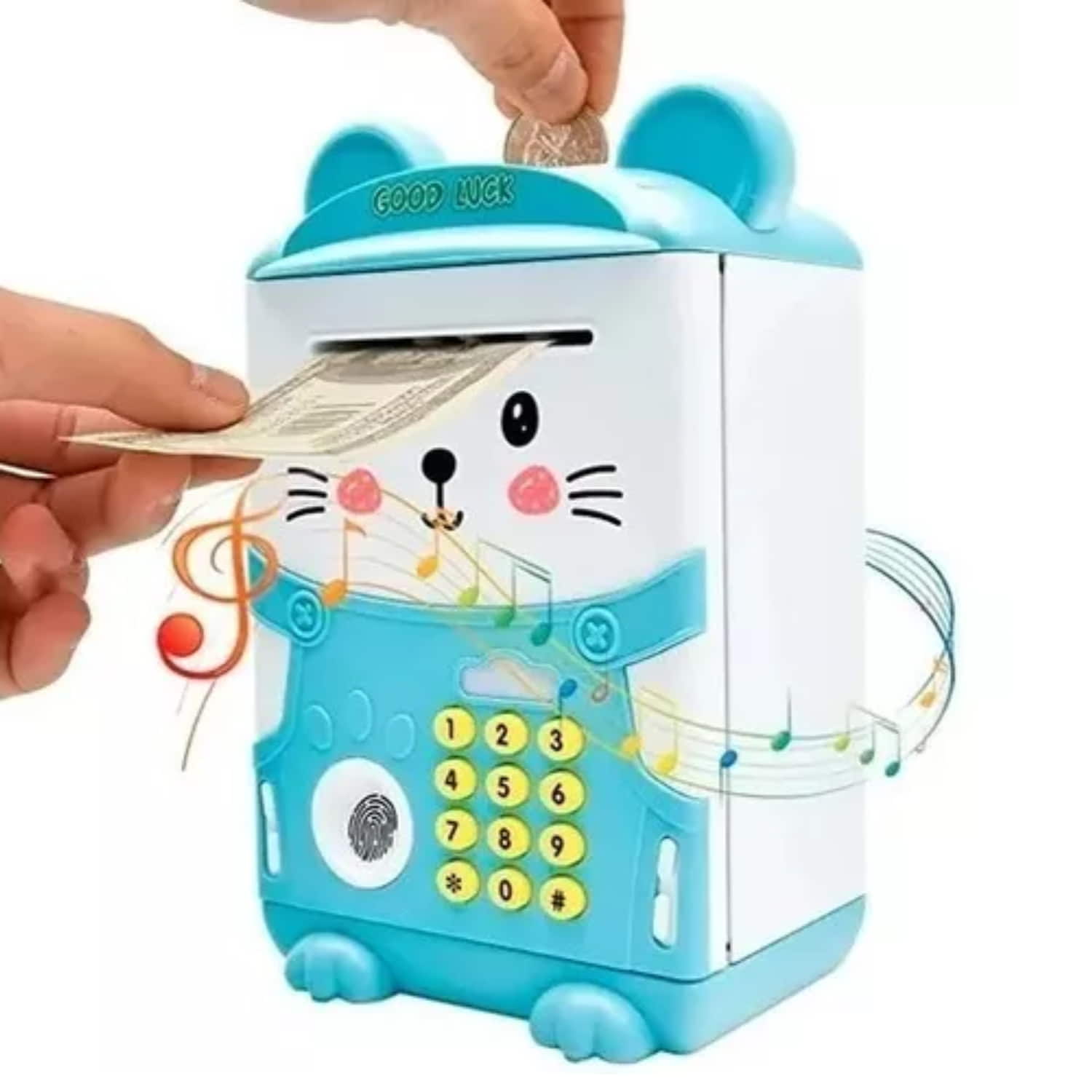 ALCANCÍA ELECTRÓNICA CAJA FUERTE INFANTIL PORTÁTIL CELESTE - 3