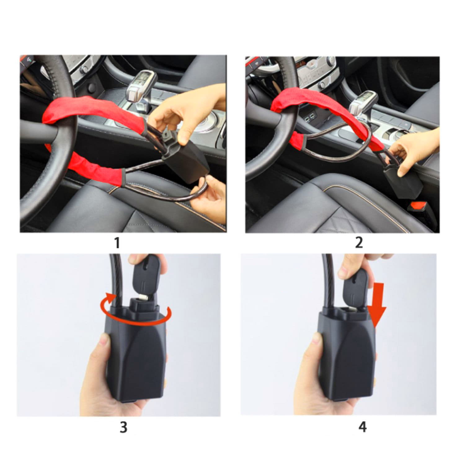 BLOQUEO VOLANTE IMPORTCLICK AUT.96 AUTOMÓVIL CINTURÓN SEGURIDAD ROJO - 4
