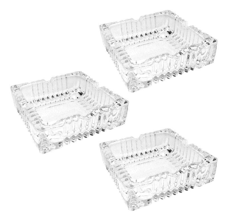SET 3 CENICEROS CRISTAL TALLADO 11.5X3 CM - 1