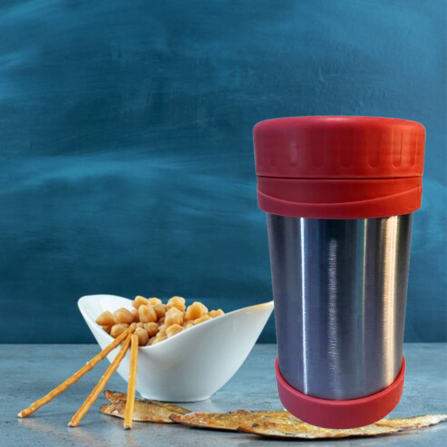TERMO COMIDA ACERO INOXIDABLE 500 ML ROJO - 5