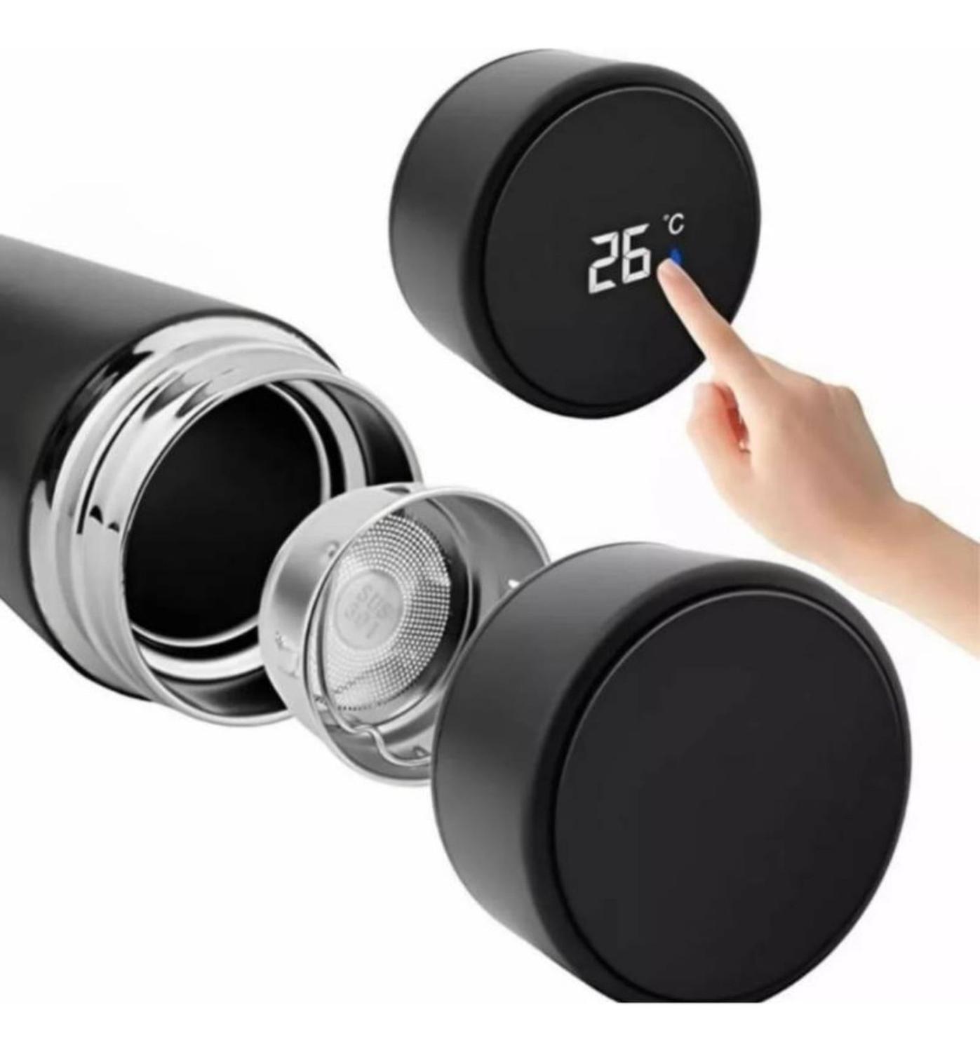 TAZA TERMO INTELIGENTE DIGITAL NEGRO TACTIL LED TEMPERATURA - 4