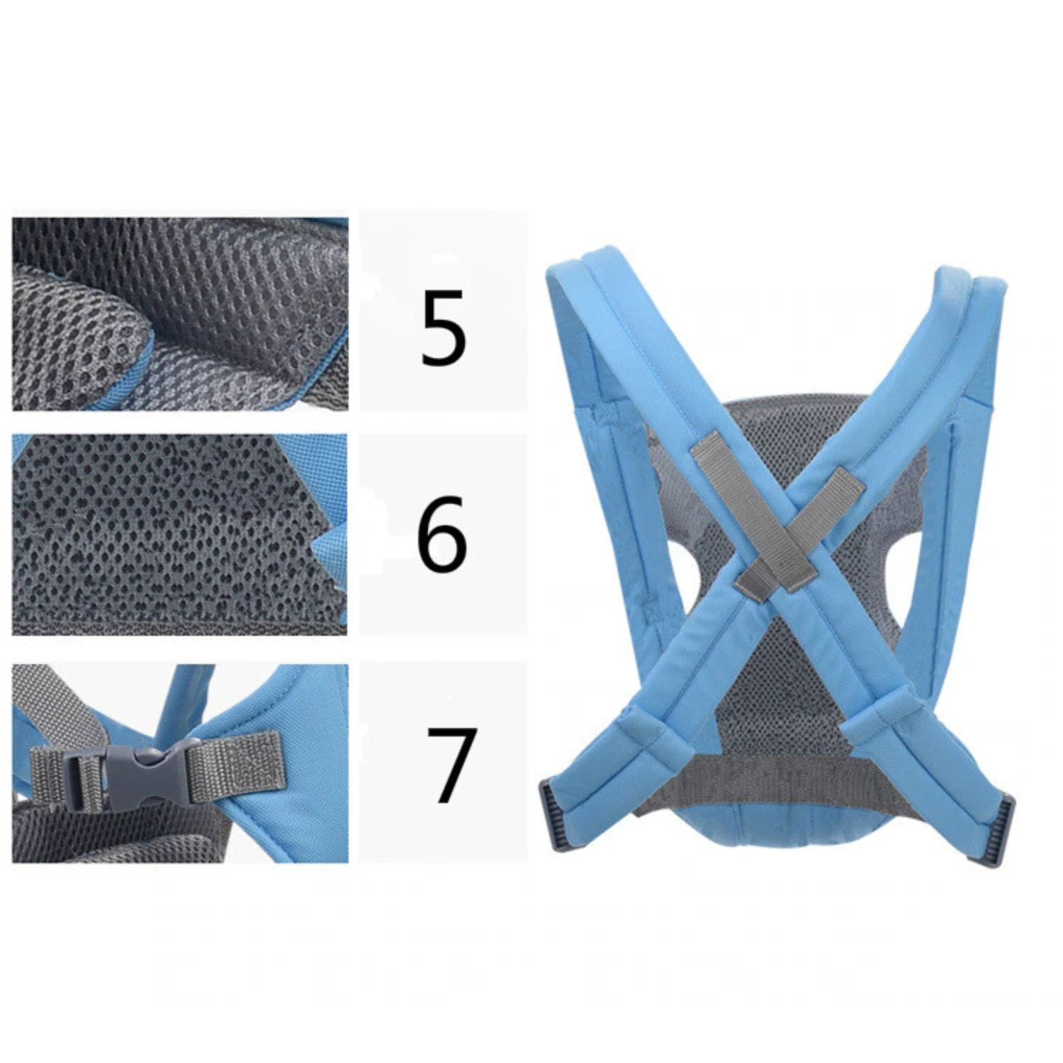 MOCHILA IMPORTCLICK INF.63 PORTABEBÉS ERGONÓMICA ACOLCHADO AZUL - 7