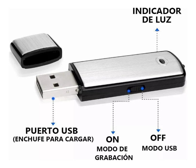 MINI GRABADORA VOZ ESPÍA IMPORTCLICK TEC.183 CON MICRÓFONO 4 HORAS USB 16GB - 6