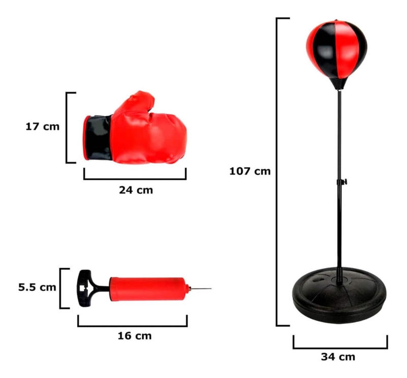 JUGUETE KIT BOXEO IMPORTCLICK BASE NEGRO ROJO - 3
