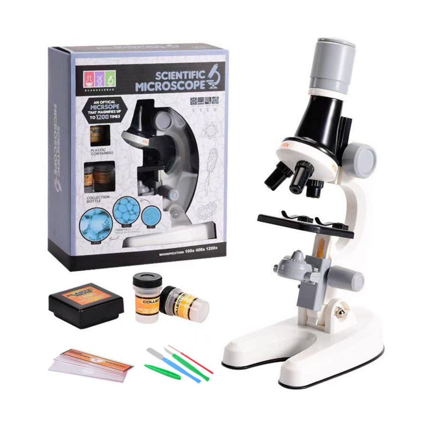 MICROSCOPIO IMPORTCLICK INF.73 EDUCATIVO JUGUETE NIÑOS KIT ACCESORIOS BLANCO - 1