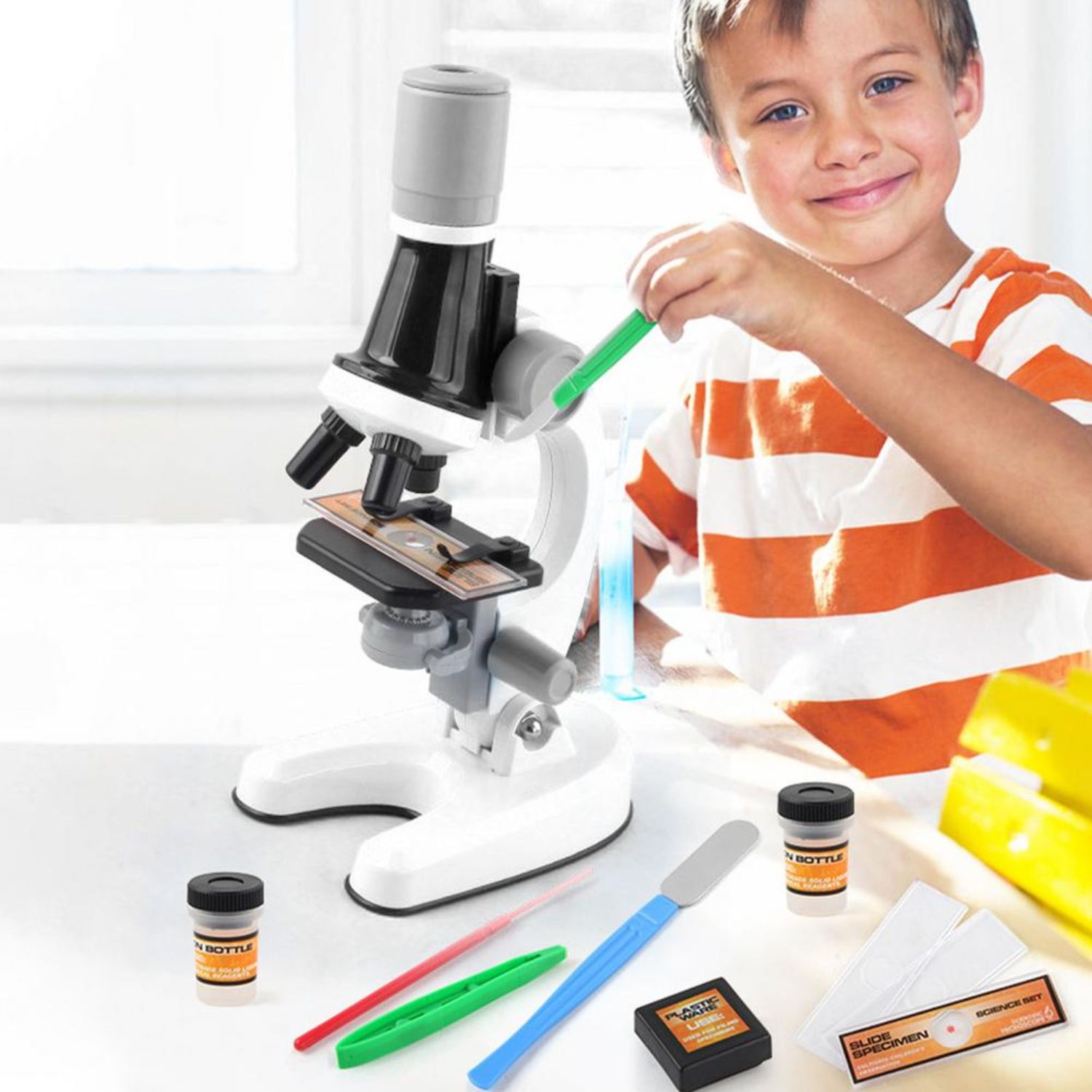 MICROSCOPIO IMPORTCLICK INF.73 EDUCATIVO JUGUETE NIÑOS KIT ACCESORIOS BLANCO - 8