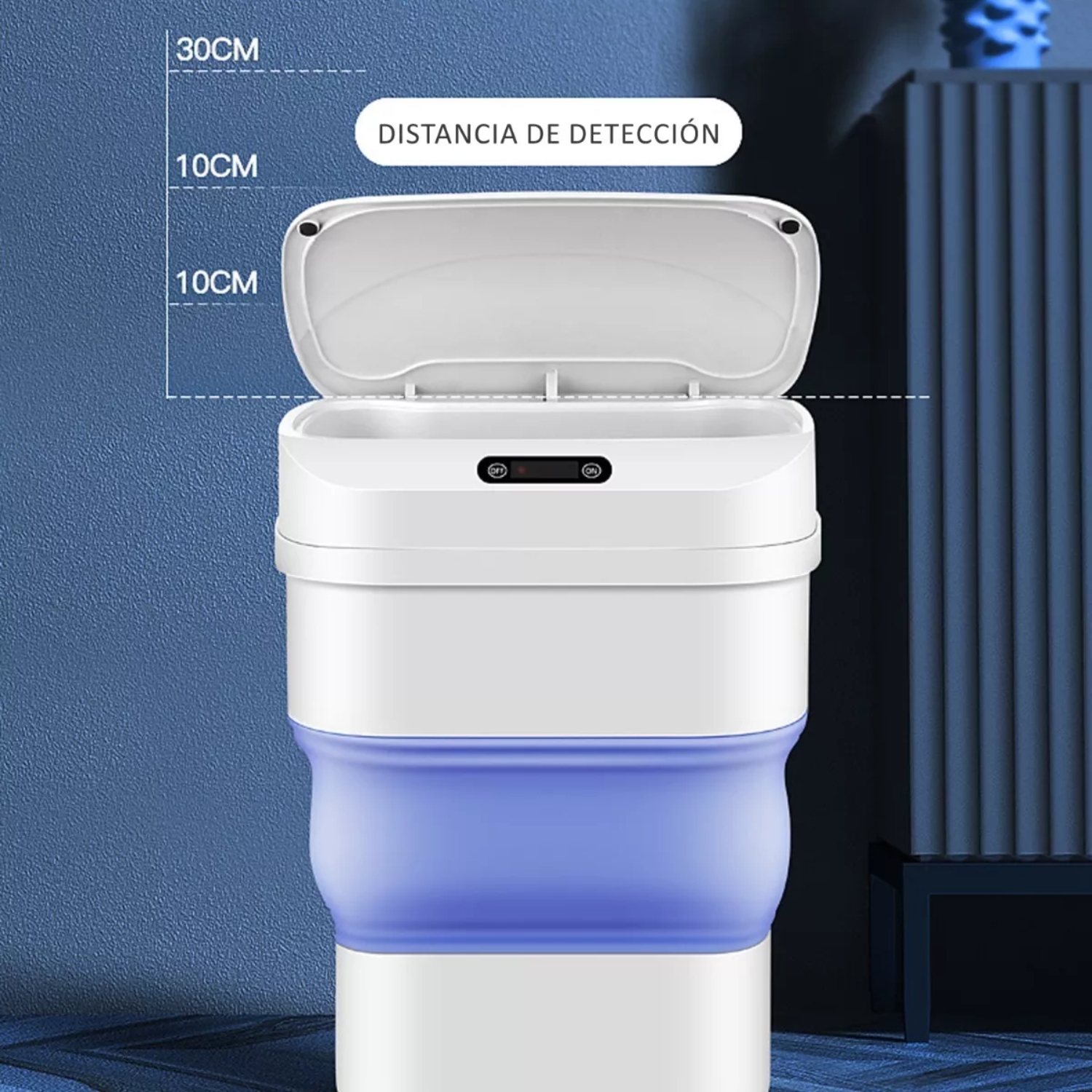 PAPELERA BASURERO INTELIGENTE SENSOR DIGITAL INFRARROJO AZUL - 7