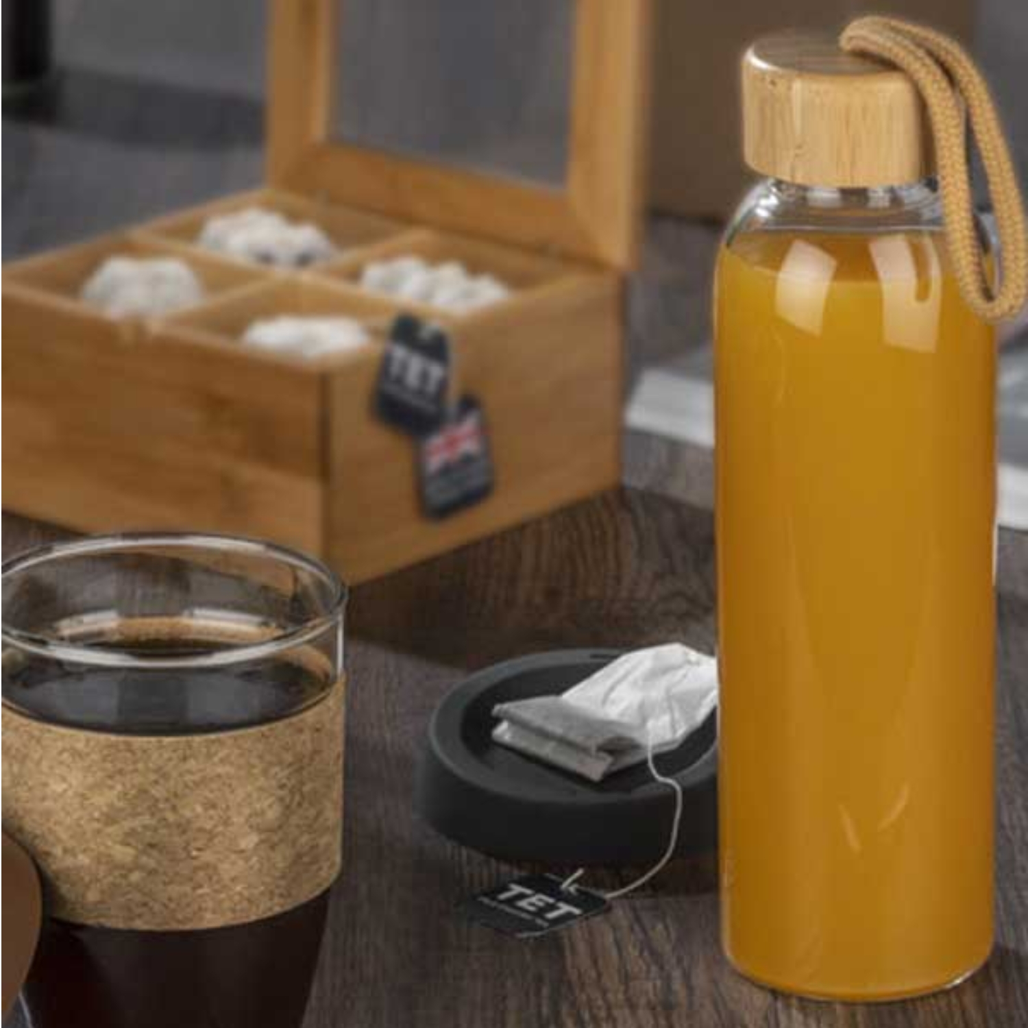 BOTELLA VIDRIO TAPA BAMBÚ 500 ML - 5