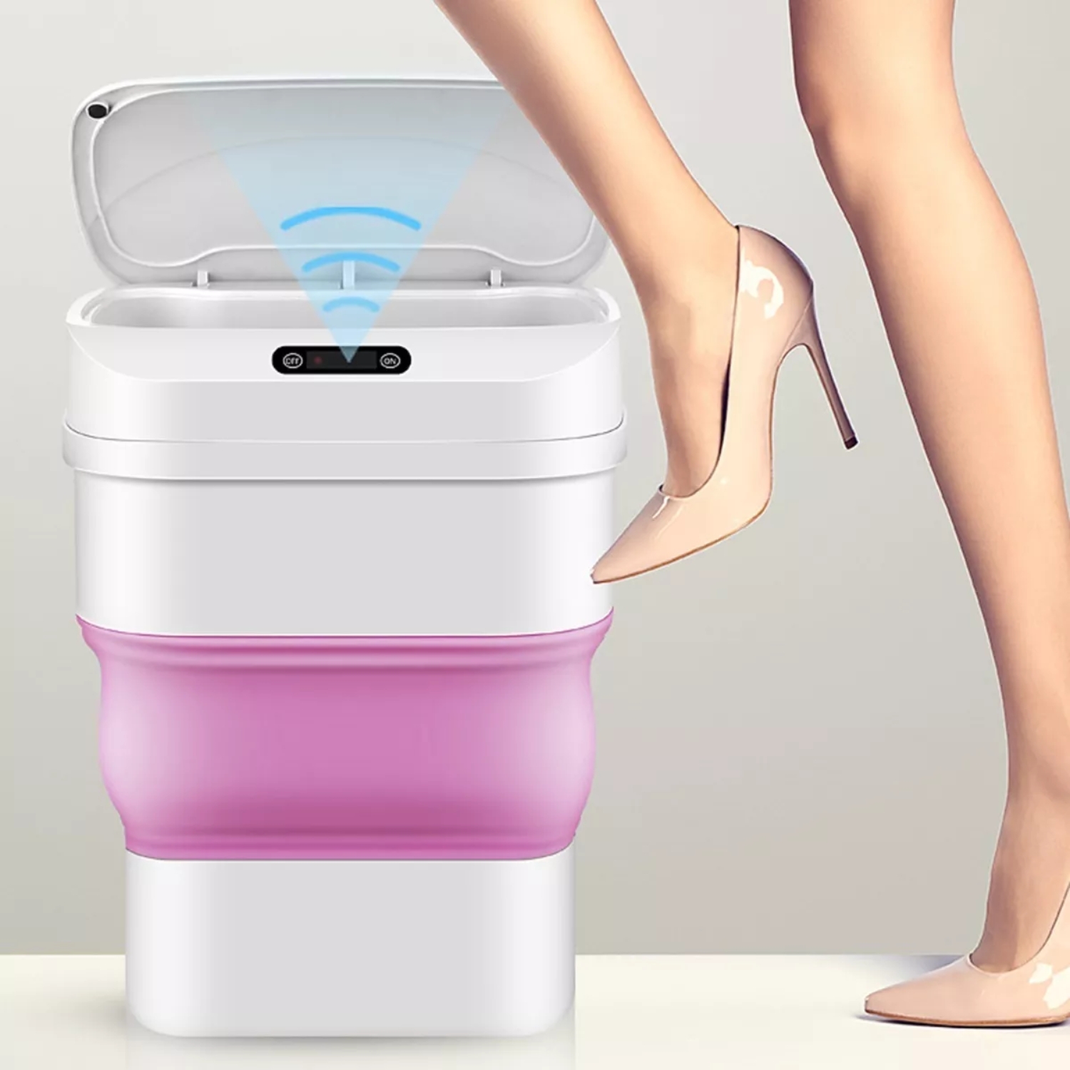 PAPELERA BASURERO INTELIGENTE SENSOR DIGITAL INFRARROJO ROSA - 5