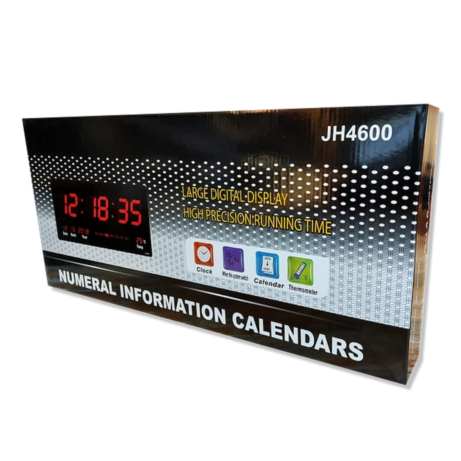 RELOJ DIGITAL LED PARED HORA FECHA TEMPERATURA 47X23X3CM - 5