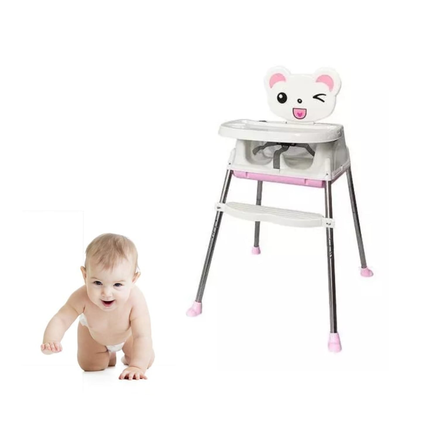 SILLA IMPORTCLICK INF.93 COMER BEBÉ INFANTIL 3 EN 1 AJUSTABLE ROSADO - 2