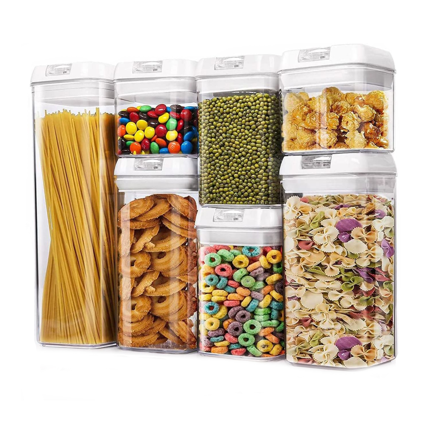 SET 7 CONTENEDORES HERMÉTICOS ALMACENAMIENTO DESPENSA COCINA PLÁSTICOS - 1