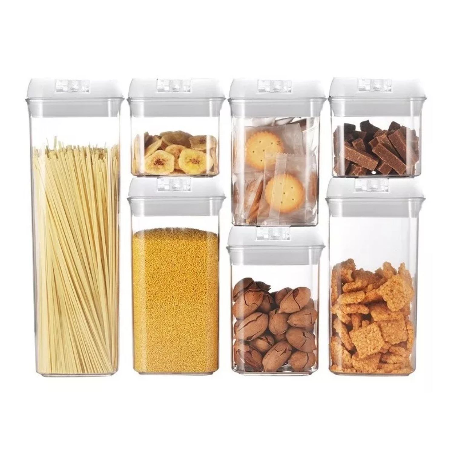 SET 7 CONTENEDORES HERMÉTICOS ALMACENAMIENTO DESPENSA COCINA PLÁSTICOS - 2