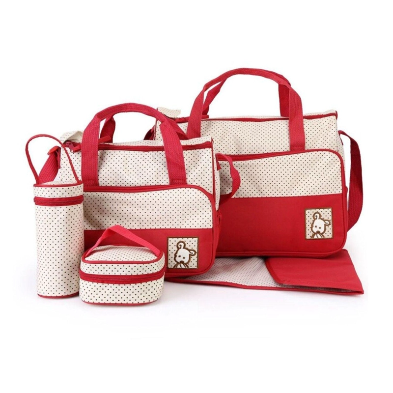 SET IMPORTCLICK INF.69 BOLSO MATERNAL 5 PIEZAS MUDADOR ROJO - 1
