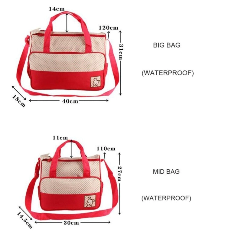 SET IMPORTCLICK INF.69 BOLSO MATERNAL 5 PIEZAS MUDADOR ROJO - 2